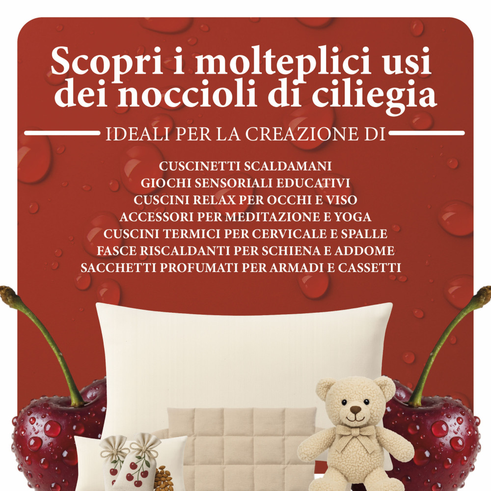 Noccioli di Ciliegia Naturali Lavati e Sterilizzati - Ideali per Cuscini Termici, Relax e Artigianato Made in Italy