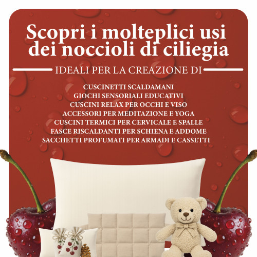 Noccioli di Ciliegia Naturali Lavati e Sterilizzati - Ideali per Cuscini Termici, Relax e Artigianato Made in Italy