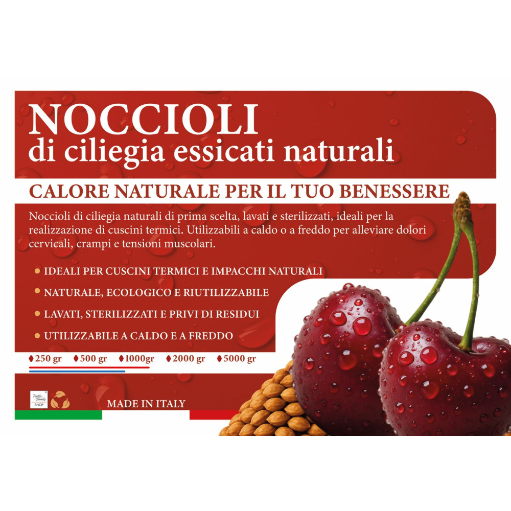 Noccioli di Ciliegia Naturali Lavati e Sterilizzati - Ideali per Cuscini Termici, Relax e Artigianato Made in Italy