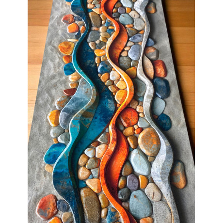 Tapis de cuisine antidérapant Runner - Motif Sassi Mare - Dos PVC - Fabriqué en Italie