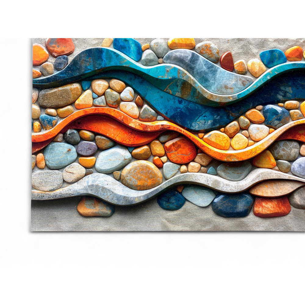 Tapis de cuisine antidérapant Runner - motif Sea Sassi coloré - Fabriqué en Italie, ultra fin et lavable