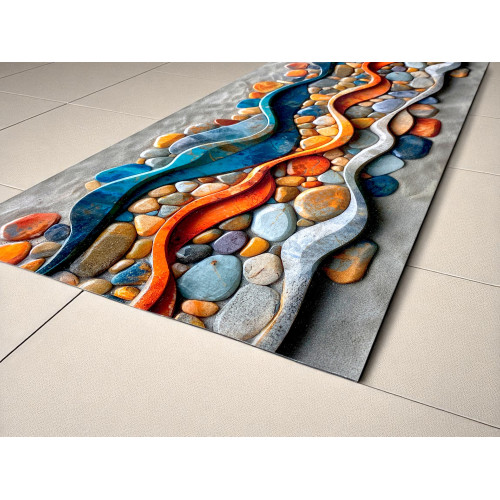 Alfombra de cocina Runner antideslizante - Patrón Sea Sassi de color - Made in Italy, ultrafina y lavable