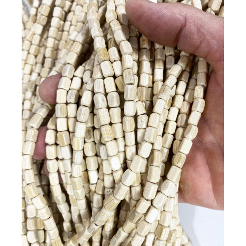 Handgemachte Natur Beige Holz Perlen Vorhang - 100% natürliche Bambusfäden - schwarzer Stab - Innengebrauch - Tür und Raumteiler