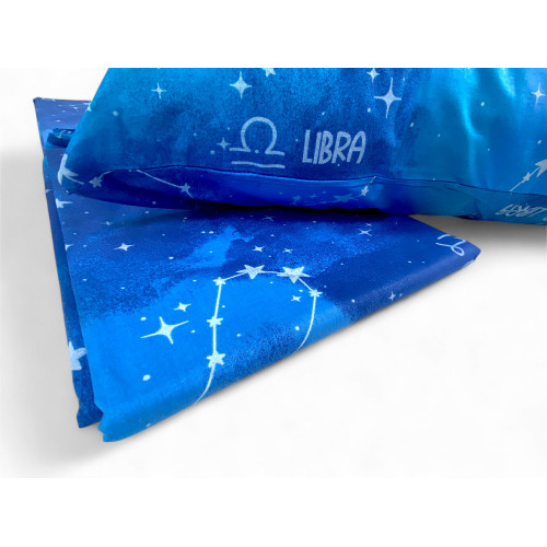 Duvet Cover "Sleep Time" Blue - Zodiac Signs - Cotton 100% Made in Italy - Handcrafted