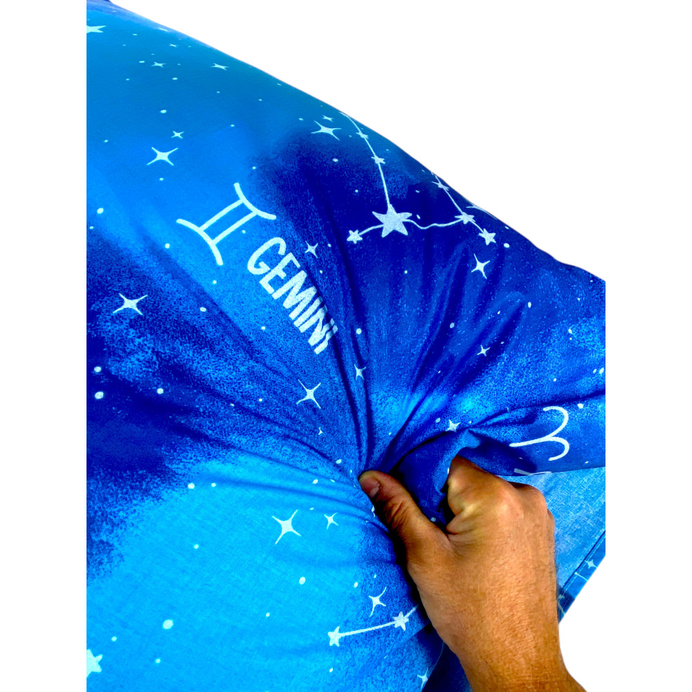 Duvet Cover "Sleep Time" Blue - Zodiac Signs - Cotton 100% Made in Italy - Handcrafted