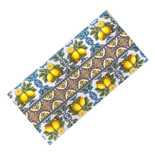 Rutschfester Runner Küchenteppich - waschbarer Läufer, Sizilien Majolika Muster, Mediterranes Design - Made in Italy