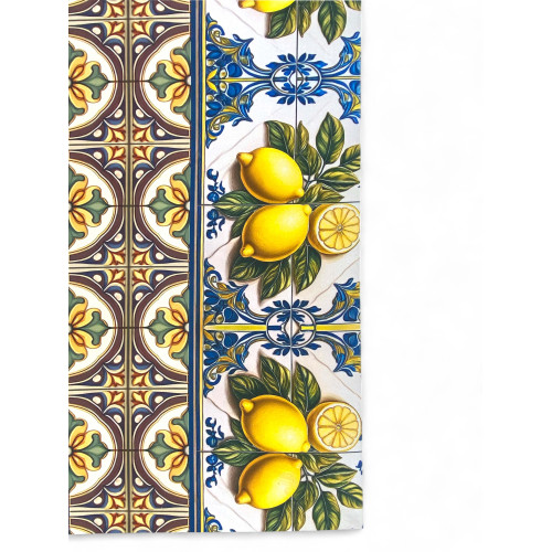 Tappeto Cucina Runner Antiscivolo - Passatoia Lavabile, Fantasia Maiolica Sicily, Design Mediterraneo - Made in Italy
