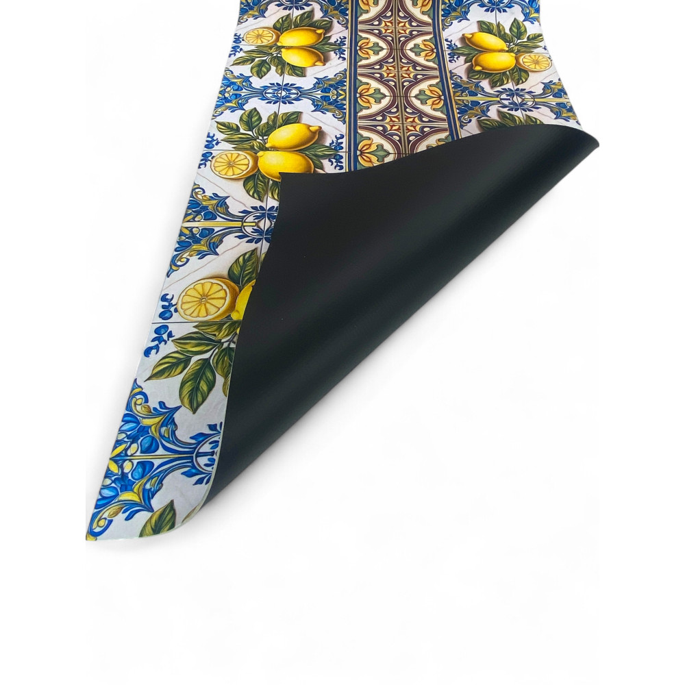 Rutschfester Runner Küchenteppich - waschbarer Läufer, Sizilien Majolika Muster, Mediterranes Design - Made in Italy