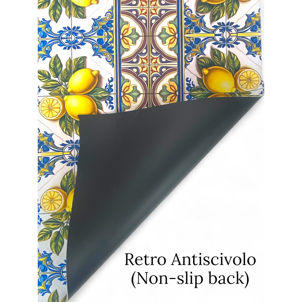 Tappeto Cucina Runner Antiscivolo - Passatoia Lavabile, Fantasia Maiolica Sicily, Design Mediterraneo - Made in Italy