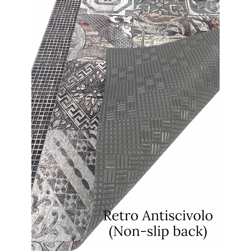 TAPPETO Runner da CUCINA Passatoia Antiscivolo MAIOLICA GRIGIO made in Italy