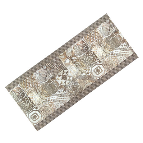 Chemin de cuisine beige lavable à motif effet majolique