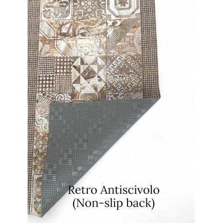 Beige Majolica Runner Rug with PVC non-slip back