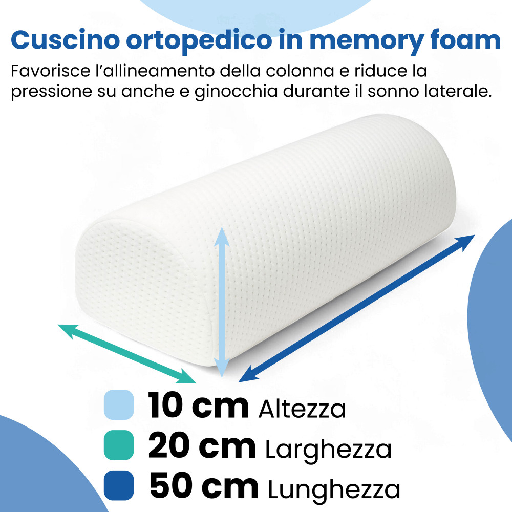 Tex Family Cuscino Ortopedico Memory Foam - Supporto Collo, Schiena, Ginocchia, Caviglie - Antibatterico, Made in Italy