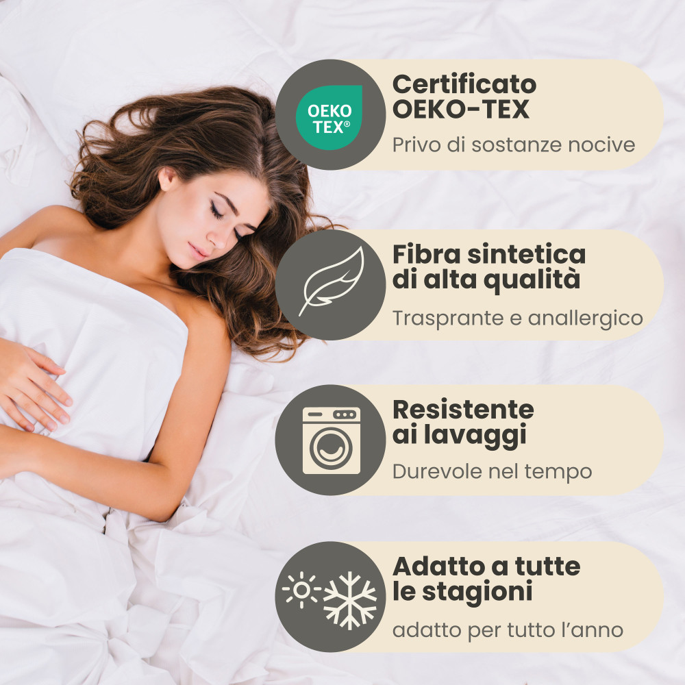 Copripiumino Duotto 4 Stagioni - Double Face Nocciola e Tortora, Microfibra Traspirante, Certificato Oeko-Tex, Made in Italy