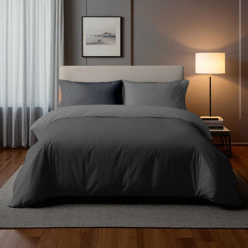 Duotto Duotto 4 Jahreszeiten Bettbezug in Anthrazit und Schwarz - weiche und atmungsaktive Mikrofaser, Oeko-Tex, pflegeleicht, M