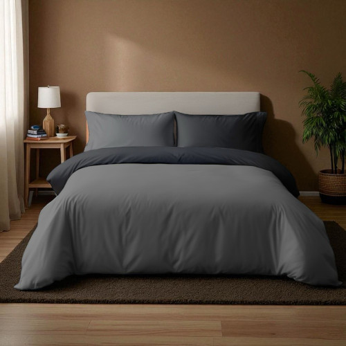 Duotto Duotto 4 Seasons Anthracite and Black Duvet Cover - Soft and Breathable Microfiber, Oeko-Tex, Easy Maintenance, Made in I