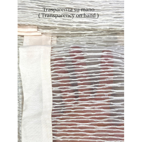 Coppia Tenda Vetro Oscar Beige – Moderna Semitrasparente in Poliestere Rigato – 2 Teli Eleganti, Lavabile, Pronta all'Uso