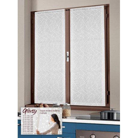 Giusy Weißer Vorhang 70×240 cm – moderner Vorhang für Glas, halbtransparent und dekorativ