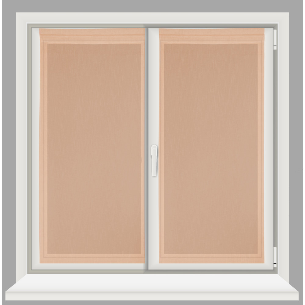 Coppia tendine vetro moderne SIMPLY Salmone - tessuto poliestere bouclè semitrasparente, orlino tunnel