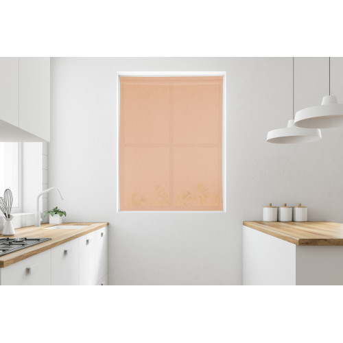 Coppia tendine vetro moderne SIMPLY Salmone - tessuto poliestere bouclè semitrasparente, orlino tunnel