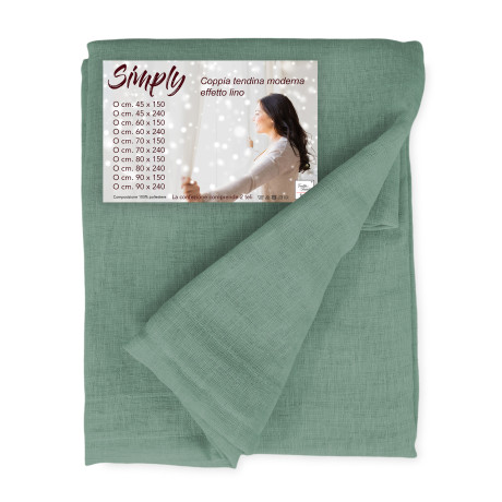 Coppia tendine vetro SIMPLY Verde in poliestere bouclè semitrasparente
