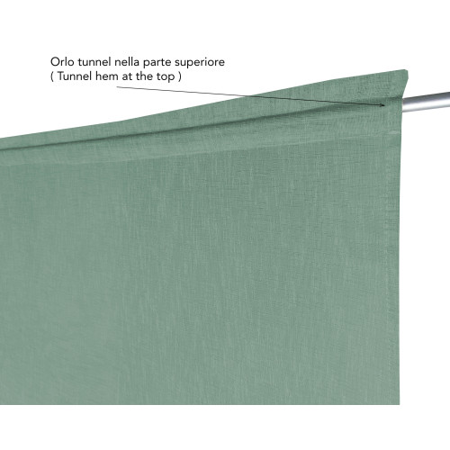 Coppia tendine vetro moderne SIMPLY Verde - tessuto poliestere bouclè semitrasparente, orlino tunnel