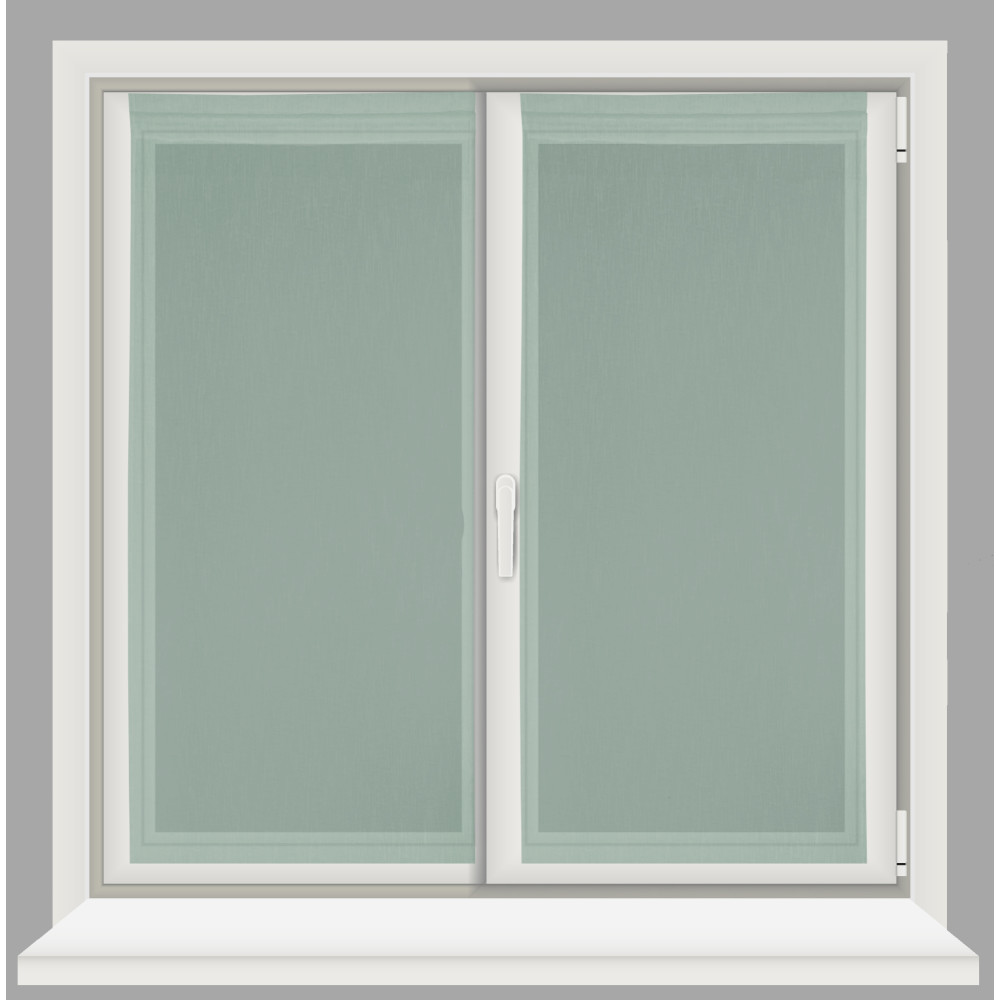 Coppia tendine vetro moderne SIMPLY Verde - tessuto poliestere bouclè semitrasparente, orlino tunnel