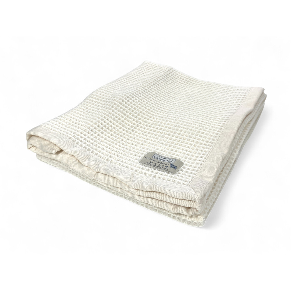 Coperta baby lana Merino e Kashmir nido d’ape per culla e navicella