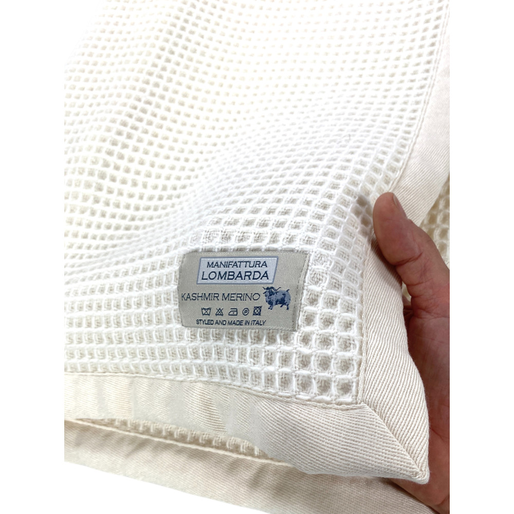 Coperta baby lana Merino & Kashmir nido d’ape – anti-pilling, Made in Italy, per culla navicella carrozzina lettino