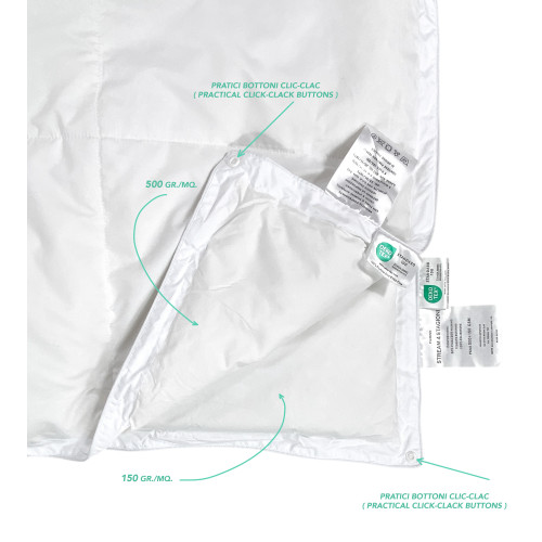 Double duvet 150 gr and 500 gr joinable with click clac buttons