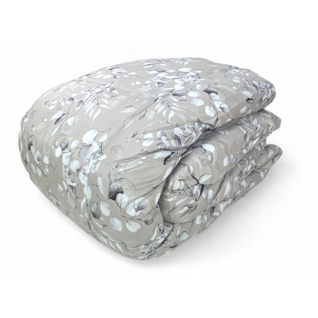 Piumone matrimoniale invernale Stream 500 gr - Trapunta fantasia floreale beige 80% piuma 20% piumino