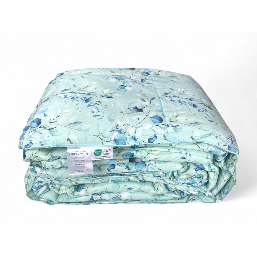 Piumone Matrimoniale Invernale Stream 500 gr - Piumino 80% Piuma 20% Piumino - Fantasia Floreale Verde