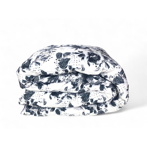 Piumone Matrimoniale Invernale Stream 500 gr - Piumino 80% Piuma 20% Piumino - Fantasia Floreale Nero Inchiostro