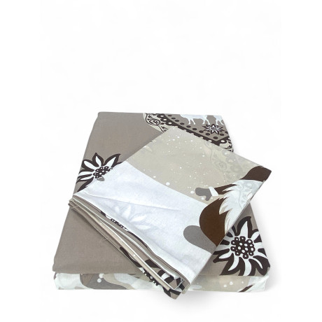 Beige Tyrolean Duvet Cover with Pixies - 100% Cotton, Alpine Winter Pattern, Soft and Breathable