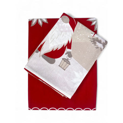 Housse de couette tyrolienne rouge avec gobelins - 100 % coton, motif de Noël alpin, douce et respirante