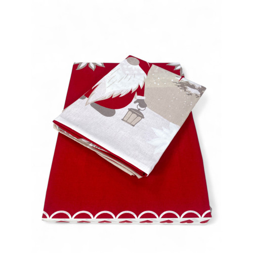 Red Tyrolean Duvet Cover with Goblins - 100% Cotton, Alpine Christmas Pattern, Soft and Breathable