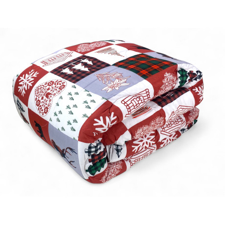 Trapunta Fiocco Quadri Rossi – Piumone invernale in stile montagna, patchwork rosso