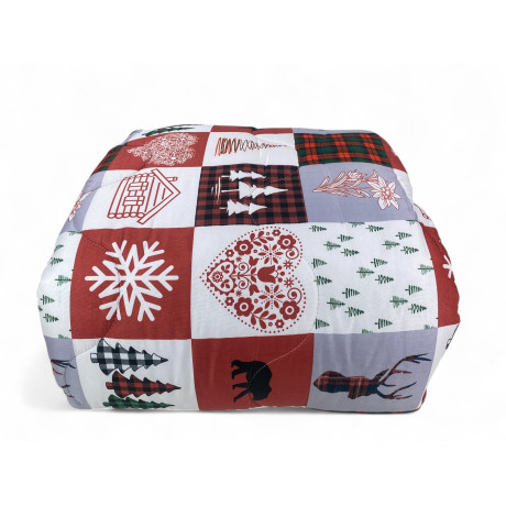 Red Check Bow Quilt – Winterbettdecke im Bergstil, rotes Patchwork