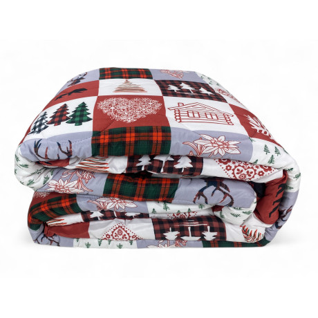 Red Check Bow Quilt – Winterbettdecke im Bergstil, rotes Patchwork