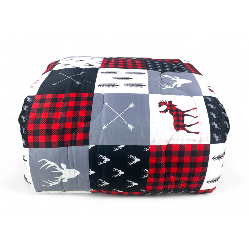 Quilt Grey Square Bow – Winter Duvet Microfiber Hypoallergenic 300 g/m², Nordic Patchwork, Made in Italy