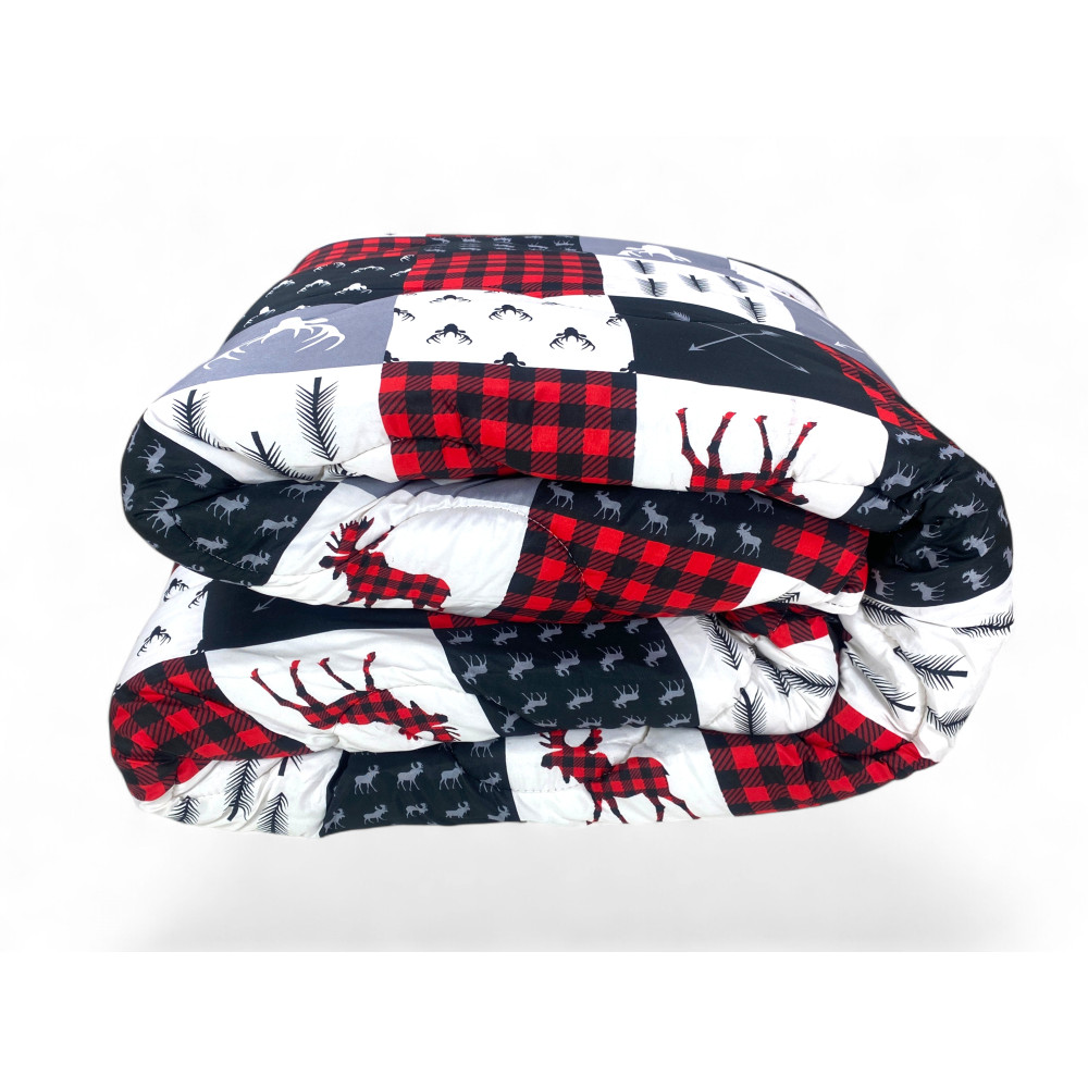 Quilt Grey Square Bow – Winter Duvet Microfiber Hypoallergenic 300 g/m², Nordic Patchwork, Made in Italy