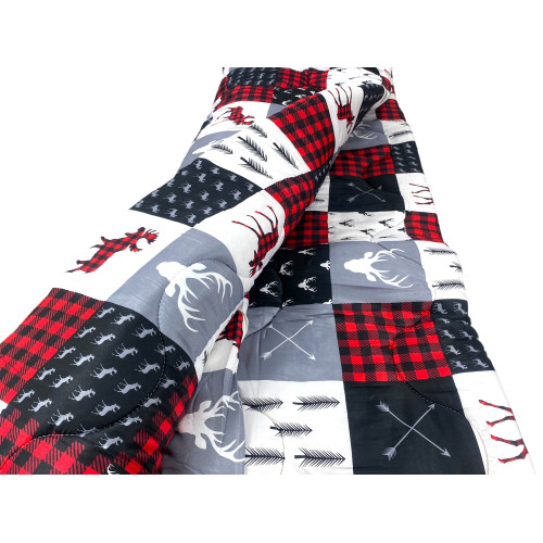 Quilt Grey Square Bow – Winter Duvet Microfiber Hypoallergenic 300 g/m², Nordic Patchwork, Made in Italy