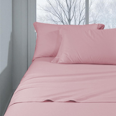 Completo lenzuolo flanella rosa tinta unita – 100% cotone caldo e morbido