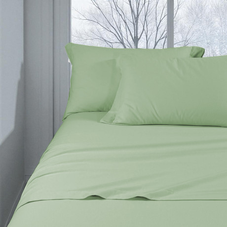 Completo lenzuolo flanella verde tinta unita – 100% cotone caldo e morbido