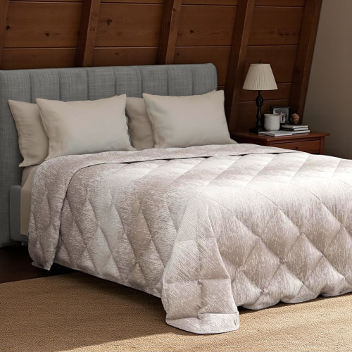 Couvre-lit Kot Bollicine Beige - Élégante couette double en coton.