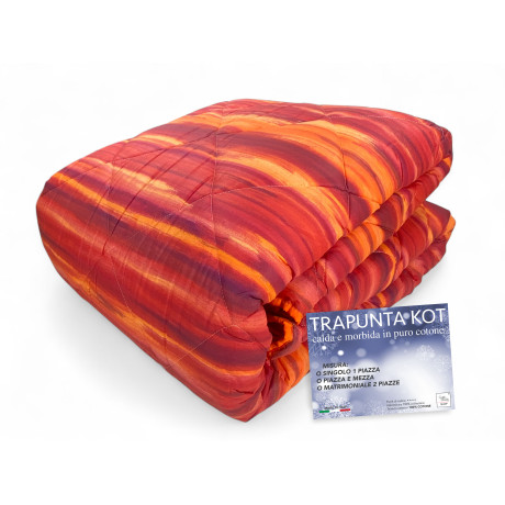 Burgunderfarbene gebürstete Kot-Steppdecke - Winter-Tagesdecke aus 100 % Baumwolle - Made in Italy, warm und weich