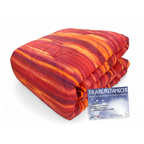 Burgunderfarbene gebürstete Kot-Steppdecke - Winter-Tagesdecke aus 100 % Baumwolle - Made in Italy, warm und weich