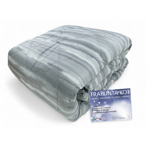 Trapunta Kot Pennellato Grigio - Copriletto Invernale in Puro Cotone - Made in Italy, Imbottitura Anallergica