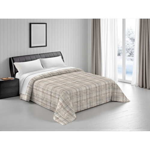 Trapunta Invernale Tirolese Texture Beige - Piumone Letto Microfibra Anallergica 300gr - Made in Italy Calda