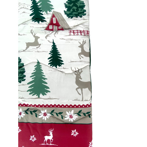 Winter Quilt Super Fantasy Hut - Tiroler Stil Rot Grün - Warme Mikrofaser 300gr - Made in Italy
